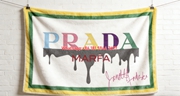 Prada Marfa Drip Multicolor Print Yellow Green Border Fleece Sofa Throw Blanket IMG_2707